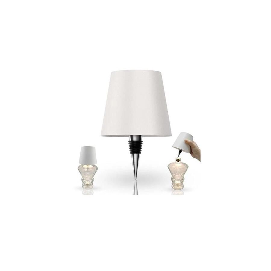 LAMPADA BIANCO LED TOUCH BOTTIGLIA TAPPO TAVOLO RICARICABILE USB C DIMMERABILE 