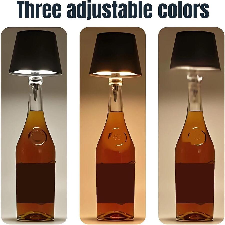 LAMPADA NERO LED TOUCH BOTTIGLIA TAPPO TAVOLO RICARICABILE USB C DIMMERABILE 