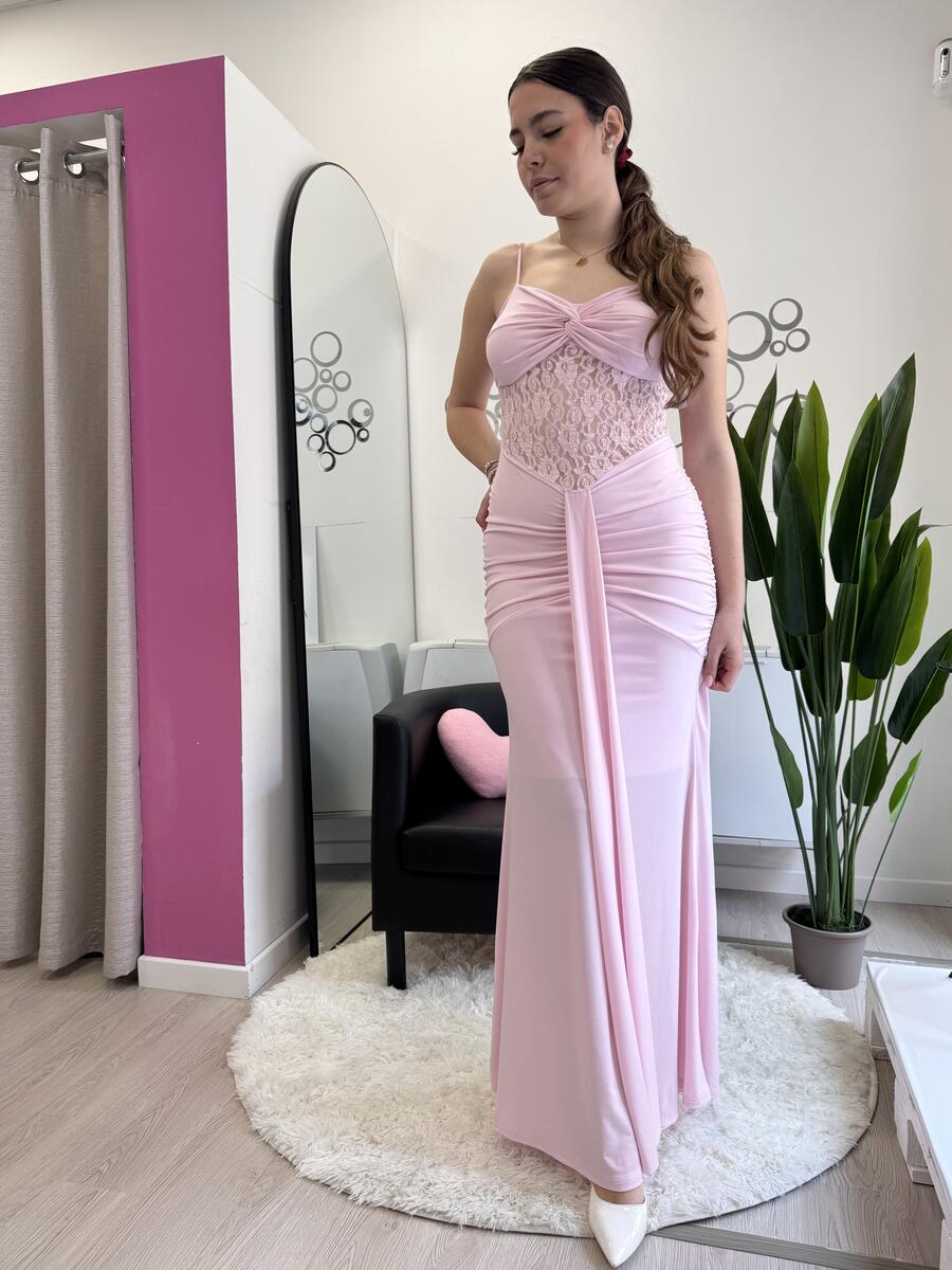 NOVITÀ Abito lungo fascia in pizzo 