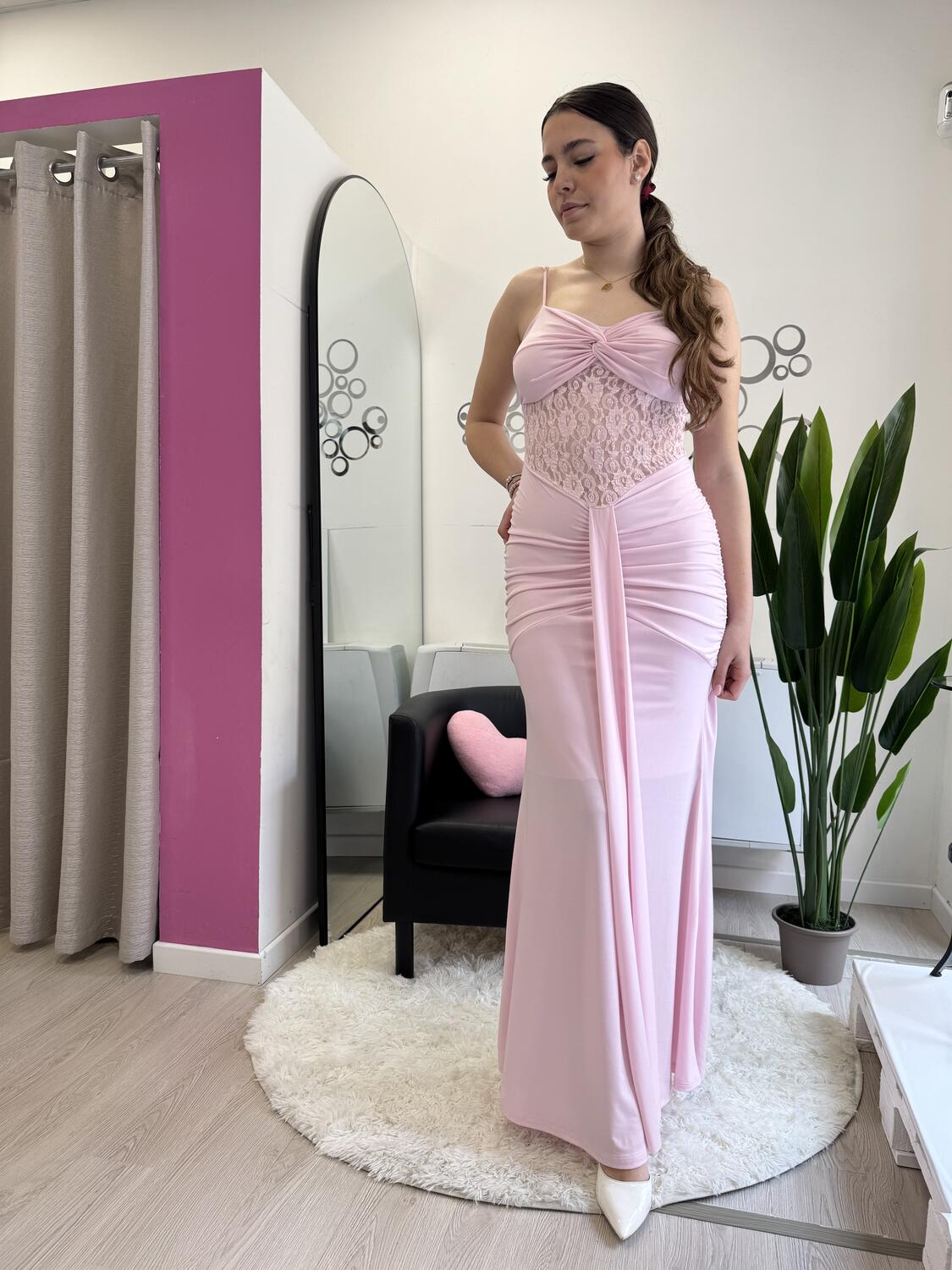 NOVITÀ Abito lungo fascia in pizzo 