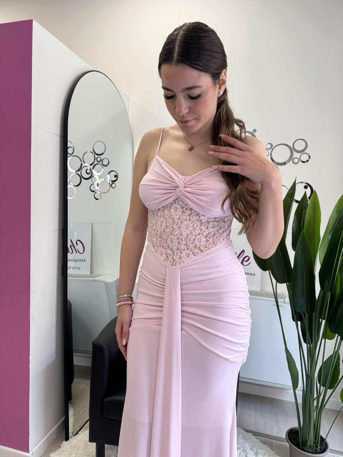 NOVITÀ Abito lungo fascia in pizzo 