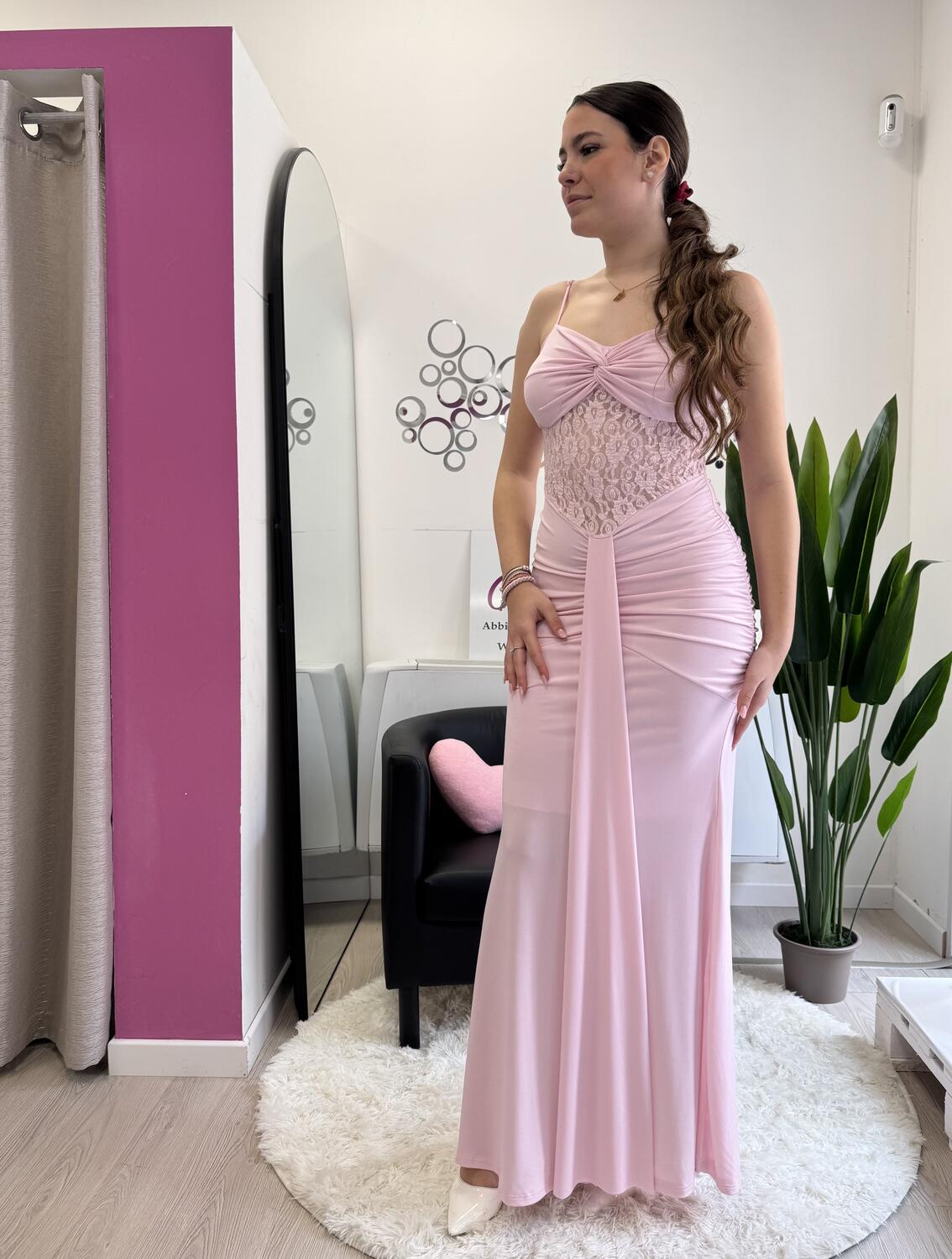 NOVITÀ Abito lungo fascia in pizzo 