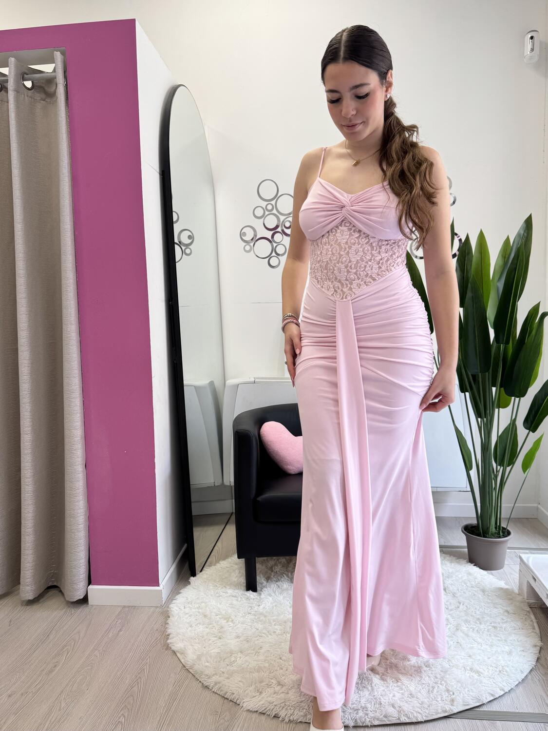 NOVITÀ Abito lungo fascia in pizzo 