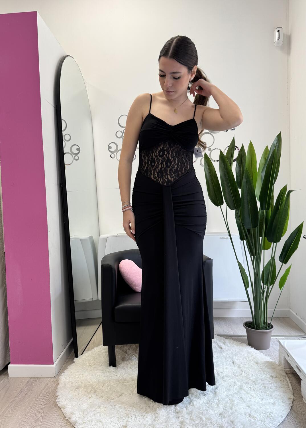 NOVITÀ Abito lungo fascia in pizzo 