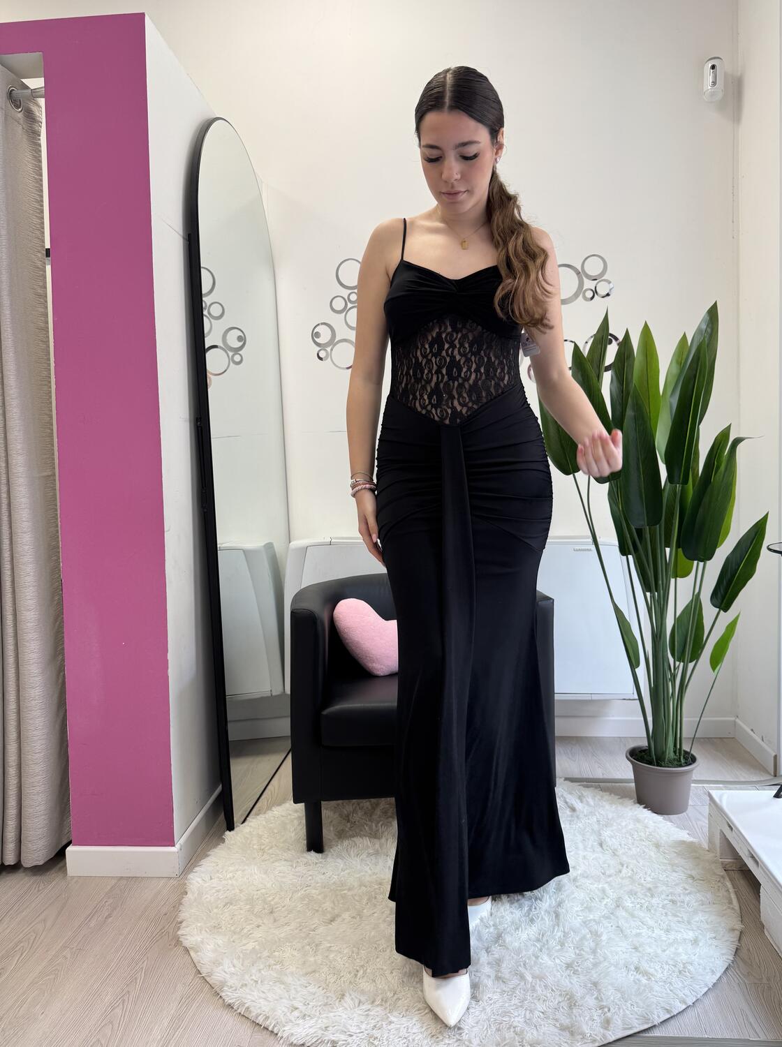 NOVITÀ Abito lungo fascia in pizzo 