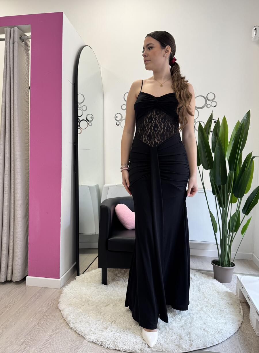 NOVITÀ Abito lungo fascia in pizzo 