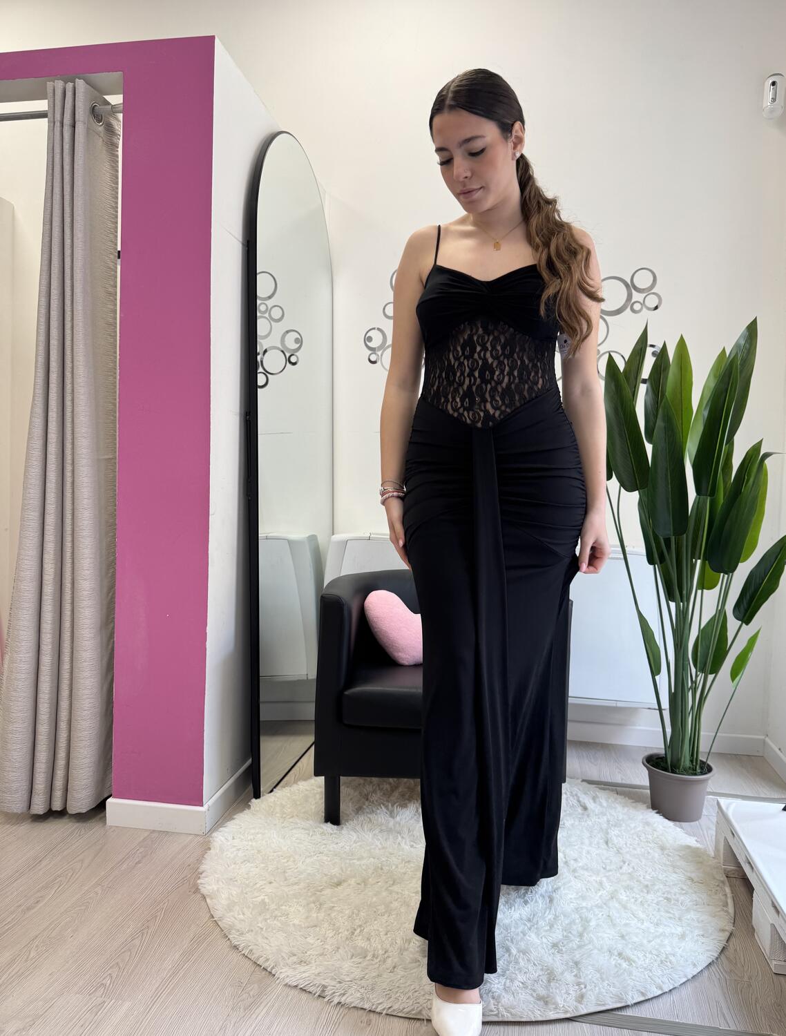 NOVITÀ Abito lungo fascia in pizzo 