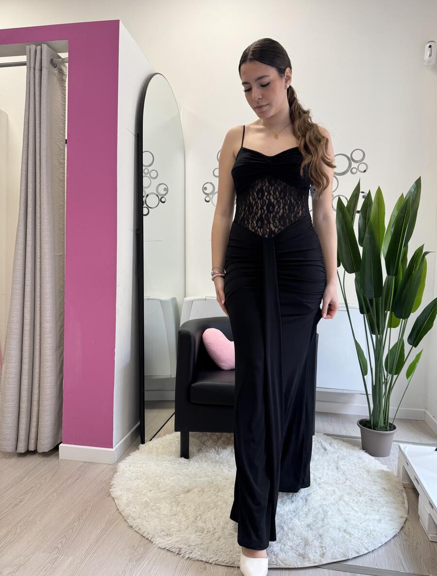 NOVITÀ Abito lungo fascia in pizzo 