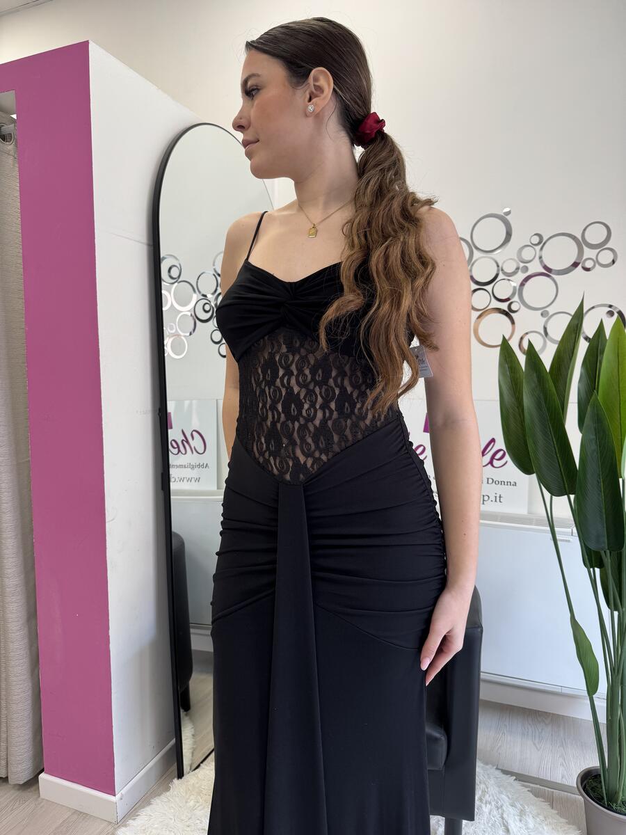 NOVITÀ Abito lungo fascia in pizzo 