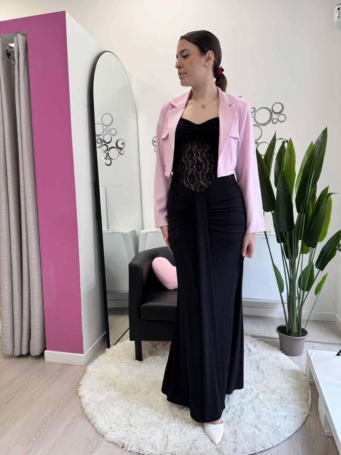 NOVITÀ Abito lungo fascia in pizzo 