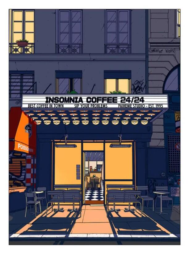 PAIHEME STUDIO, stampa 50x70 cm: INSOMNIA COFFEE