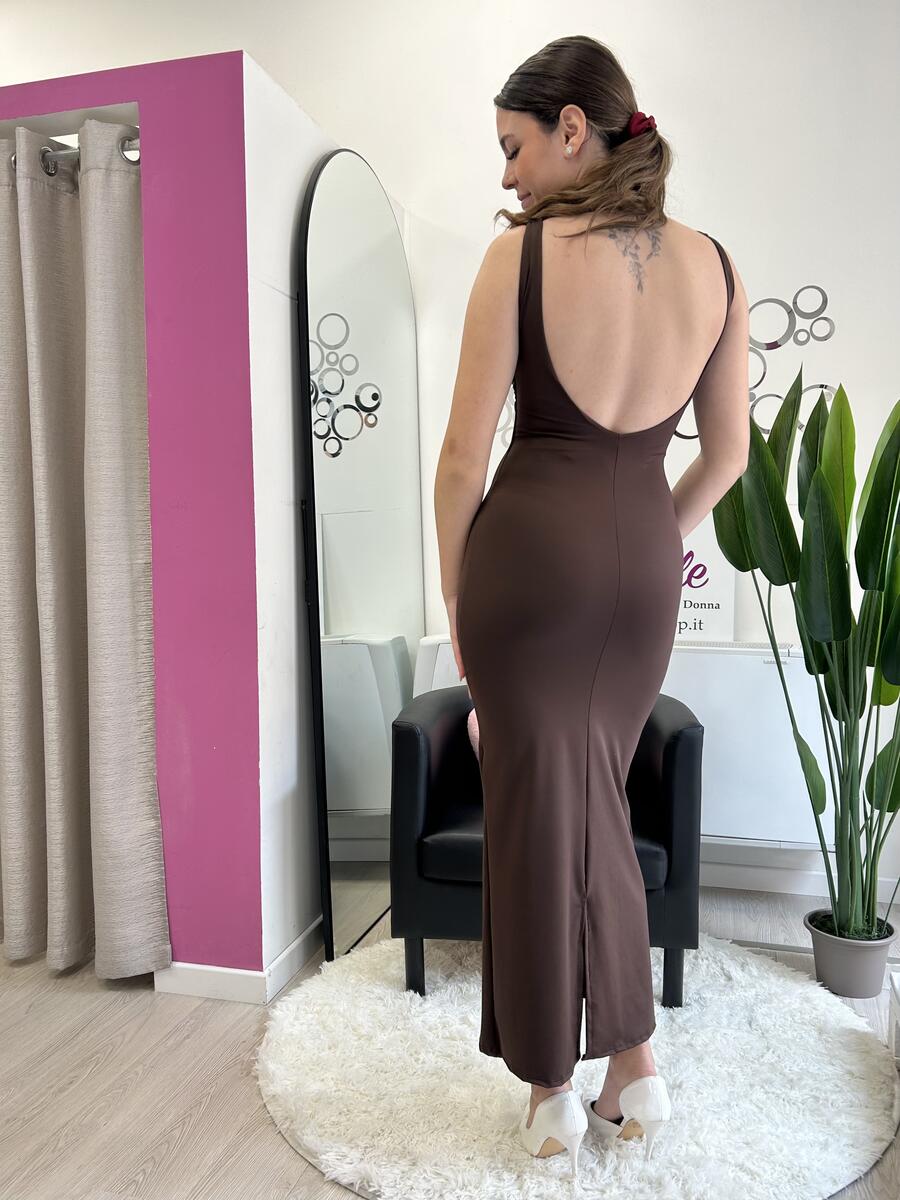 NOVITÀ Abito lungo scollo tondo sulla schiena