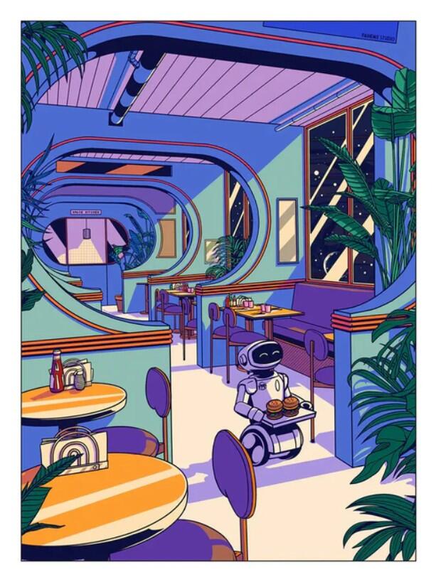 PAIHEME STUDIO, stampa 50x70 cm: SPACE COFFEE