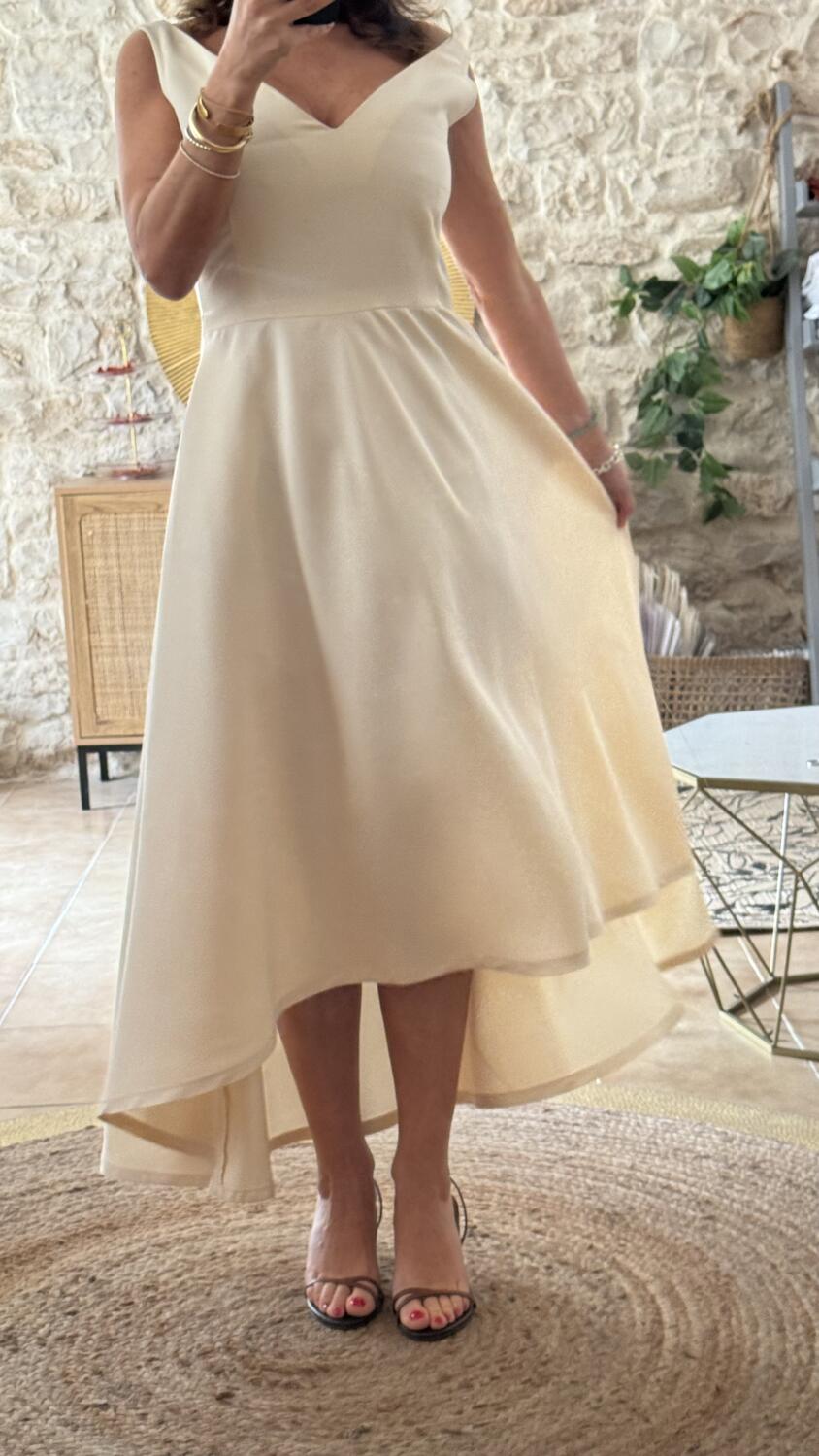 Abito Sofia in seta e lino – bianco avorio