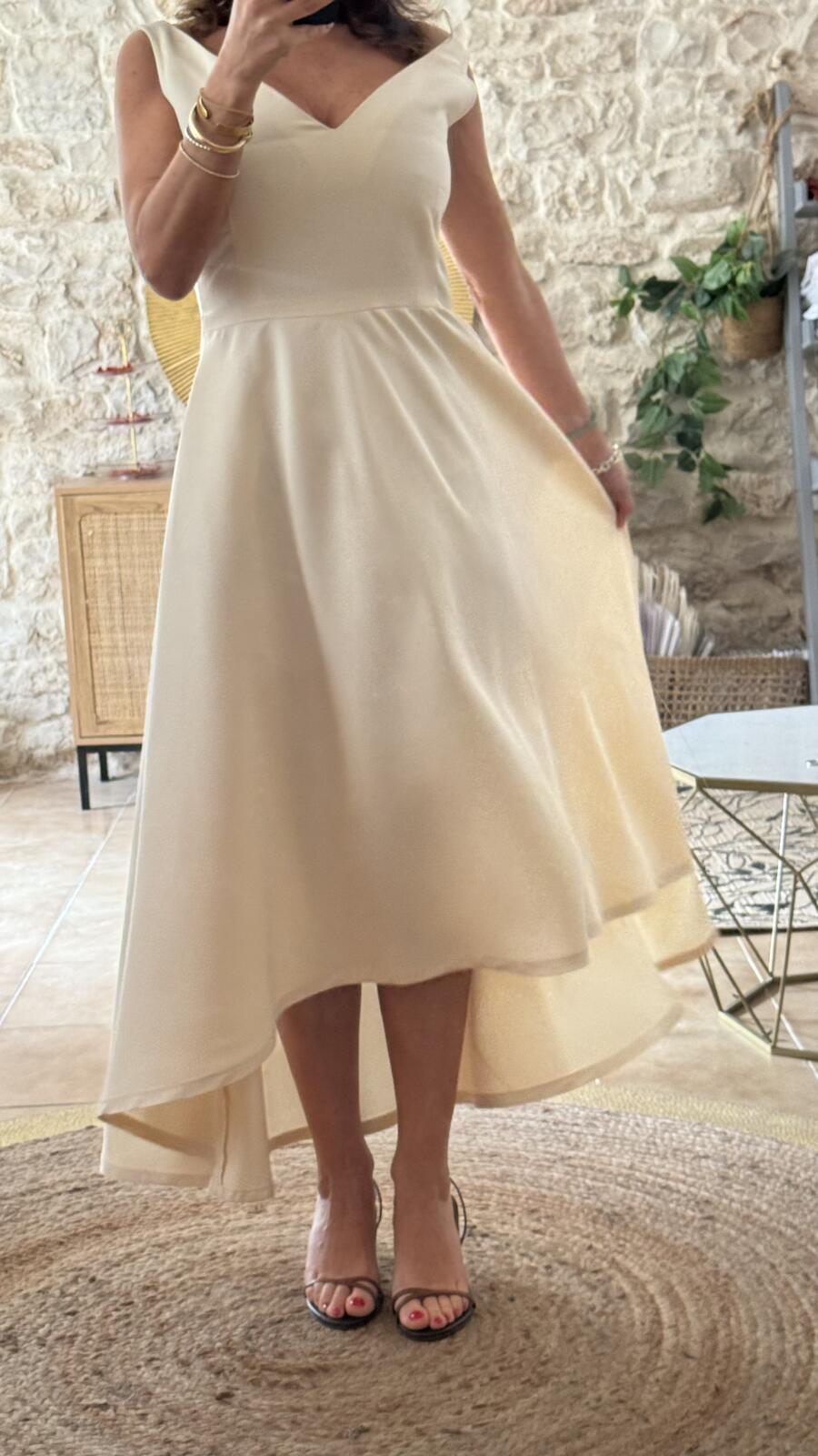 Abito Sofia in seta e lino – bianco avorio