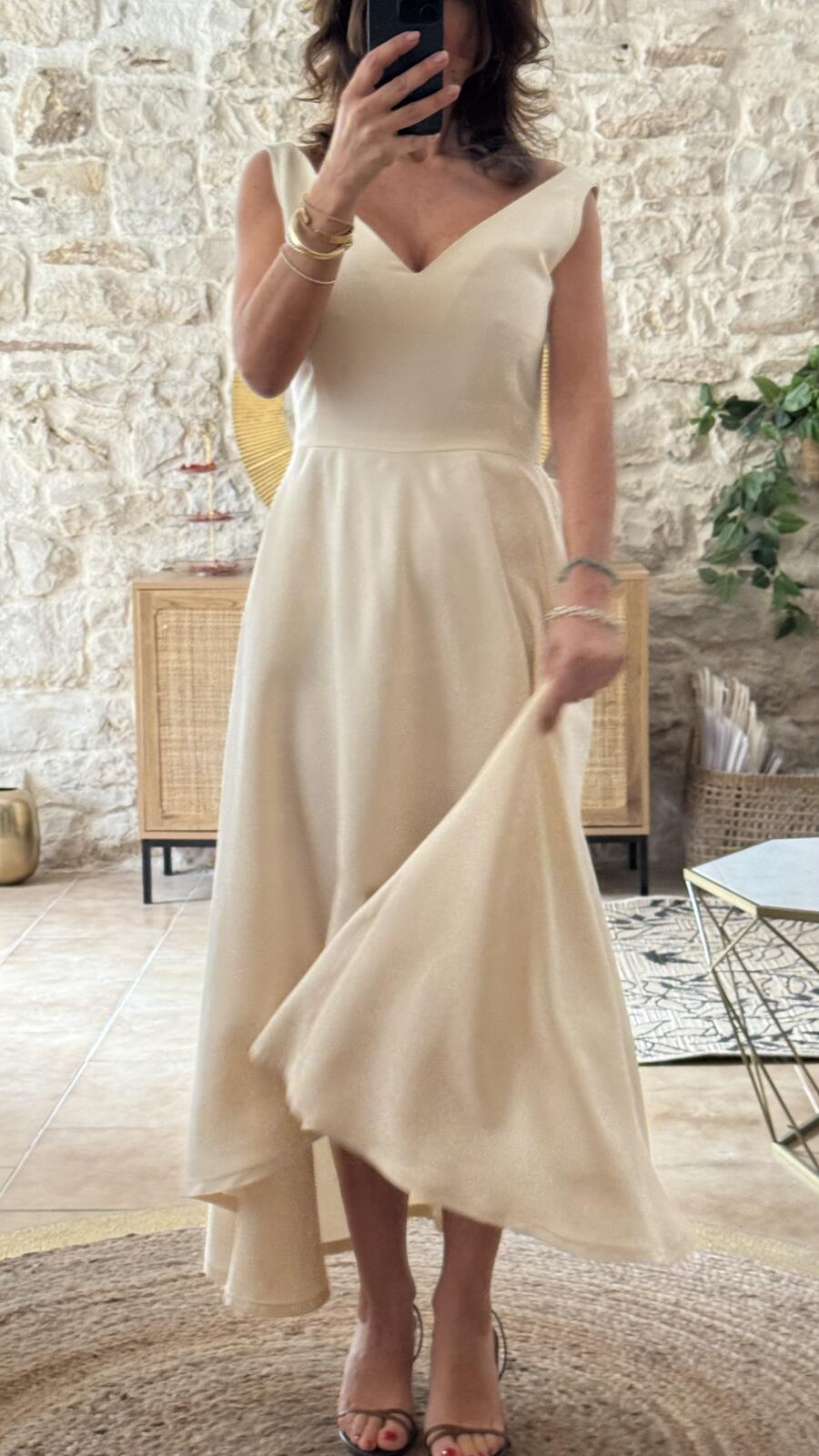 Abito Sofia in seta e lino – bianco avorio