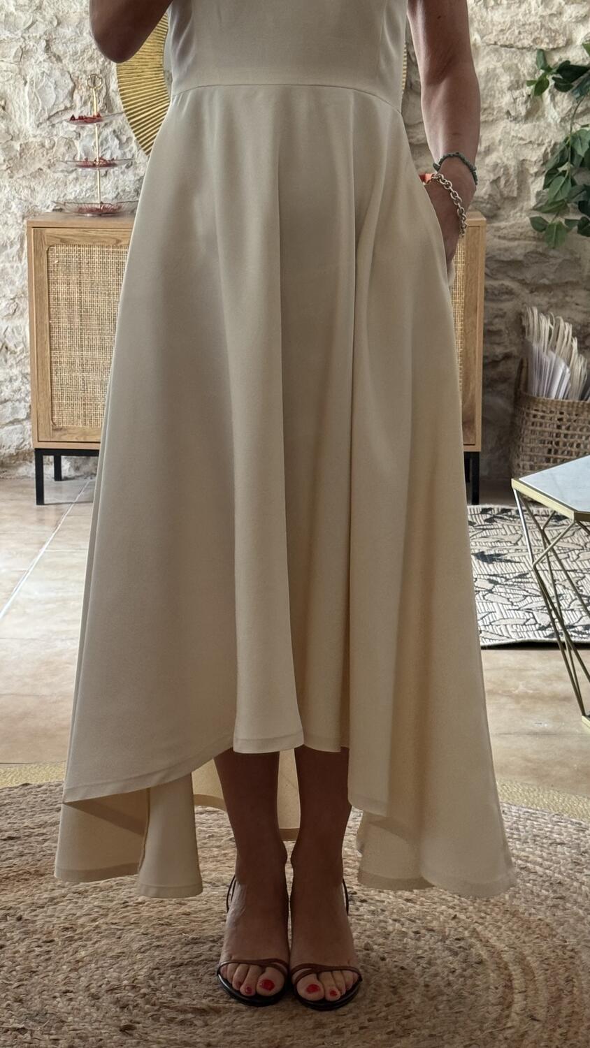 Abito Sofia in seta e lino – bianco avorio