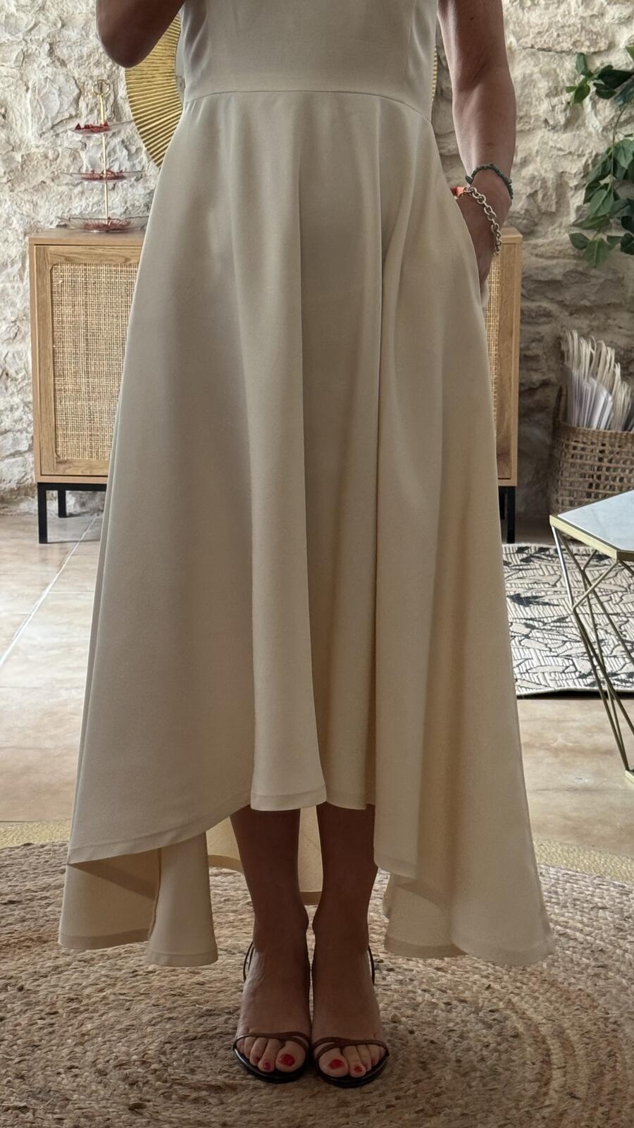 Abito Sofia in seta e lino – bianco avorio