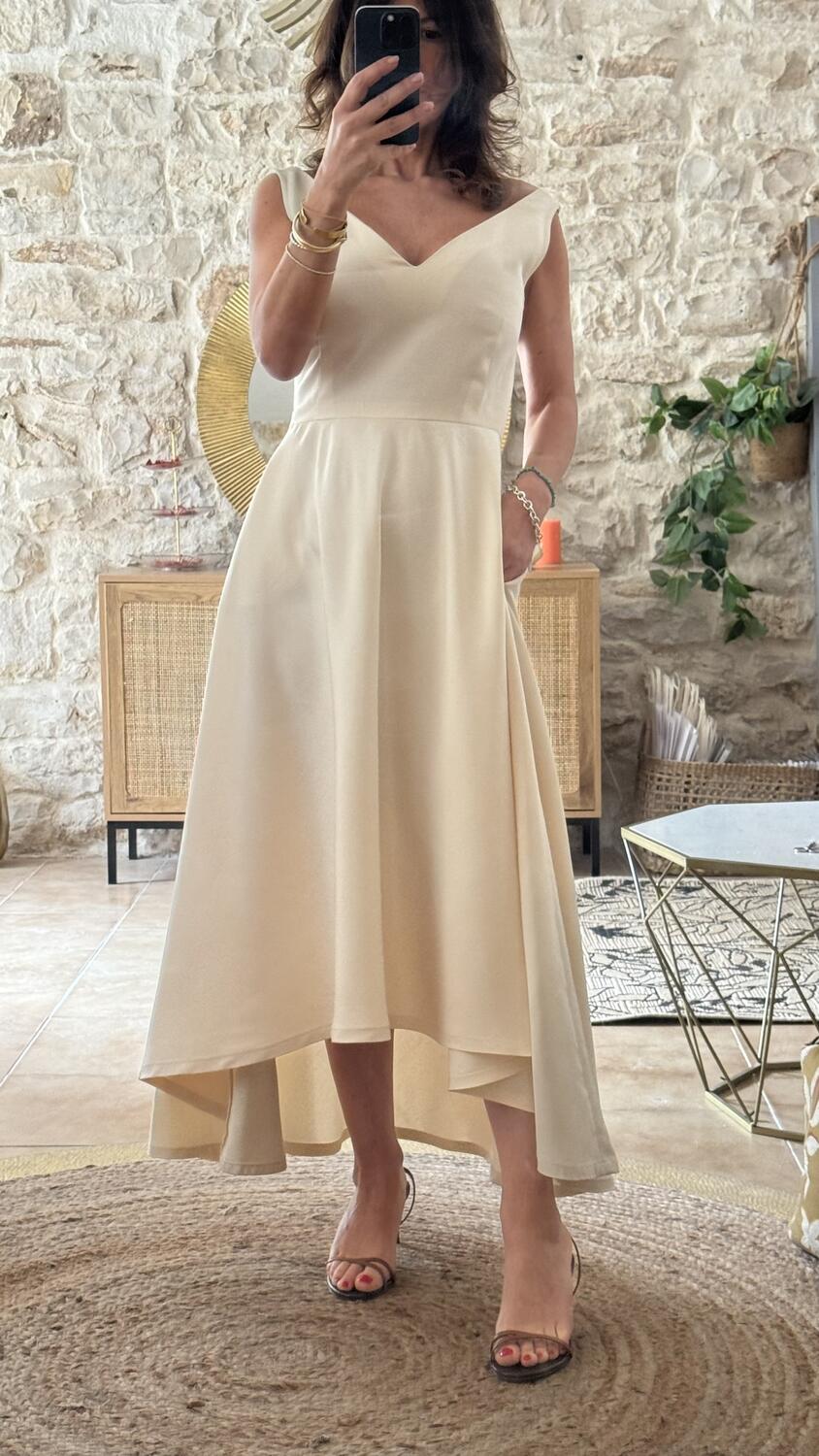 Abito Sofia in seta e lino – bianco avorio