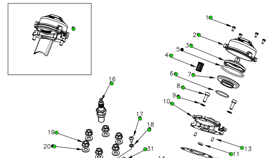 MEMBRANA / POLMONE VALVOLA VERDE ROK GP / ROK DVS