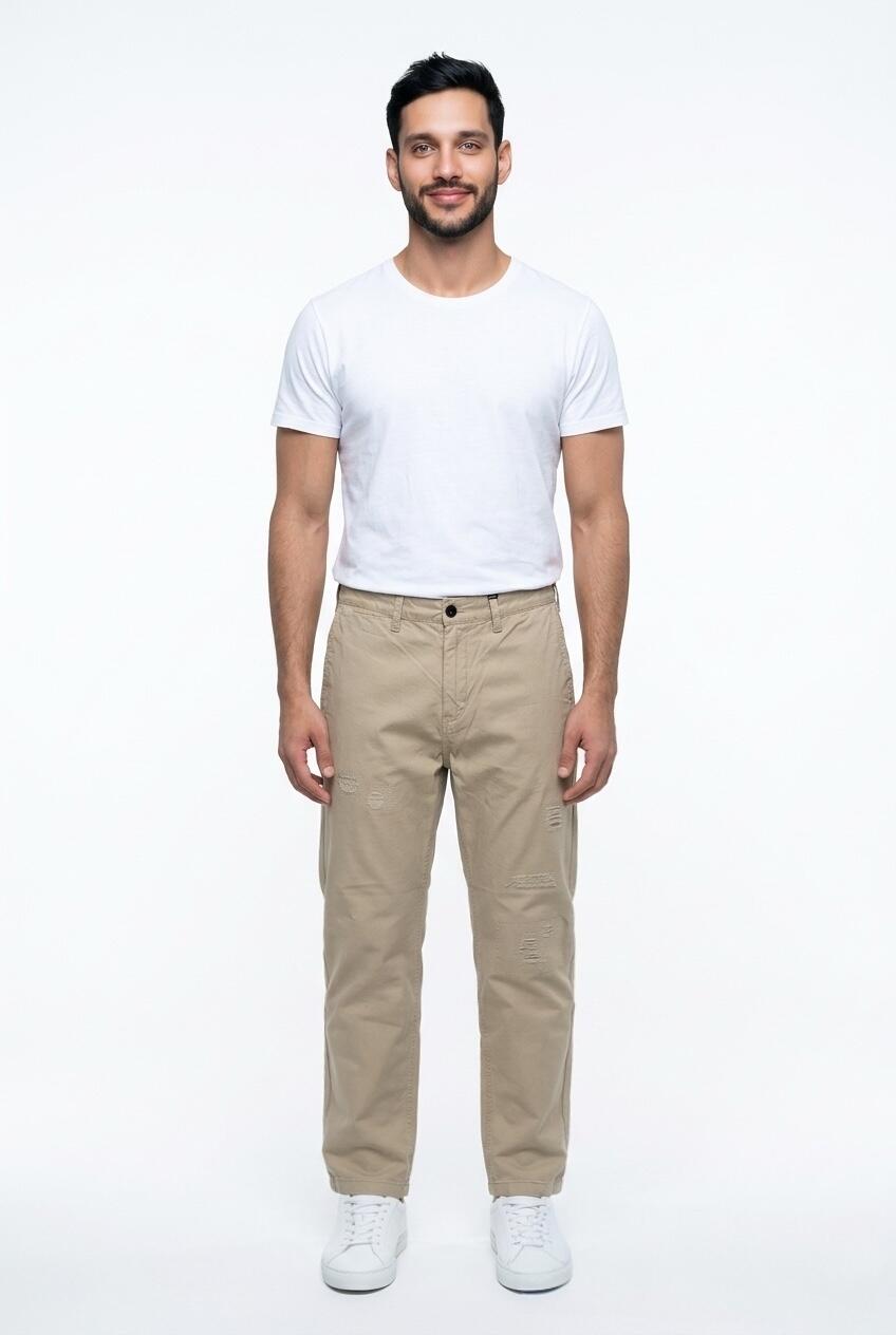 Telamira Pantalone Wide Leg Strappi Beige