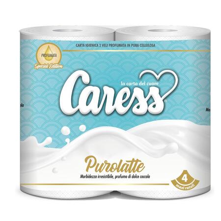 CARESS CARTA IGIENICA PURO LATTE 4 ROTOLI 2 VELI (Confezione da 40 pezzi) 