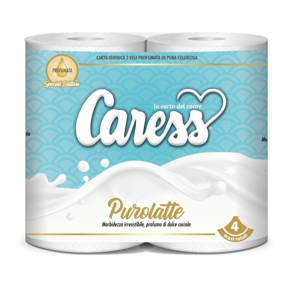 CARESS CARTA IGIENICA PURO LATTE 4 ROTOLI 2 VELI (Confezione da 40 pezzi) 