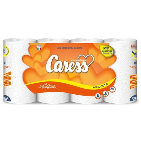 CARESS ASCIUGOTTI 4 ROTOLI 2 VELI (Confezione da 24 pezzi) 