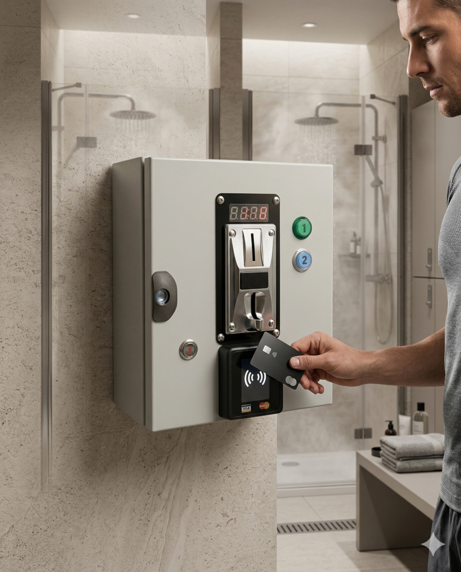 2 DOCCE – Gettoniera multimoneta con POS integrato e elettrovalvole 12 Vcc