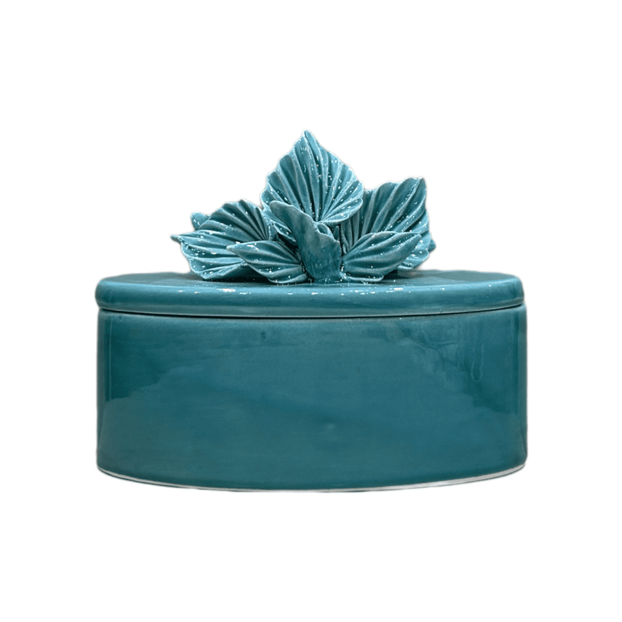 Sharon Italia - Scatola Ovale Collezione Monè in Porcellana Ottanio - 15x6xH14 cm