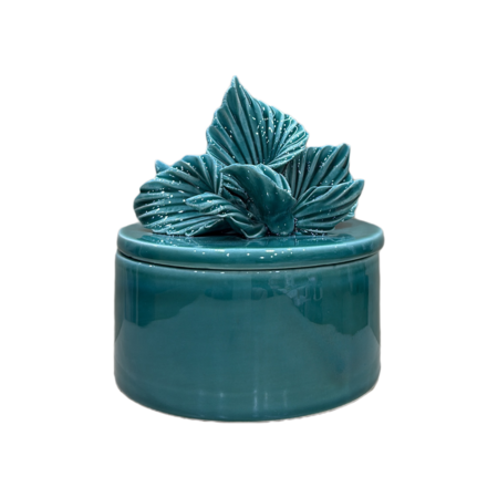 Sharon Italia - Scatola Tonda Collezione Monè in Porcellana Ottanio - 13xH15 cm