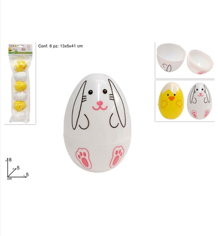 UOVO PULCINO & CONIGLIO CONFEZIONE DA 6 PEZZI
 [Expo da 12 conf.da 6 pezzi]