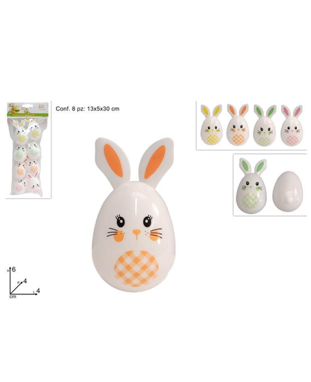 UOVA CONIGLIO DA 6 cm CONF.DA 8 PEZZI
 [Expo da 12 conf.da 8 pezzi]