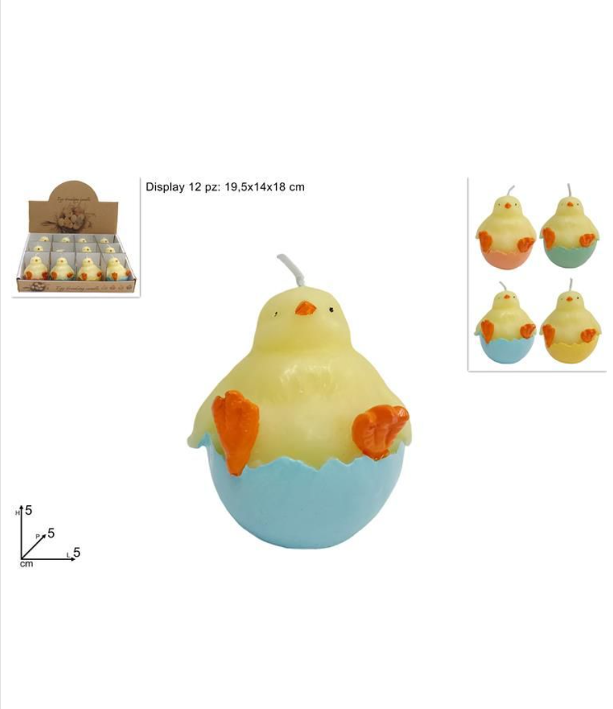 CANDELA PULCINO 4 COLORI ASSORTITI
 [Conf.da 12 pezzi]