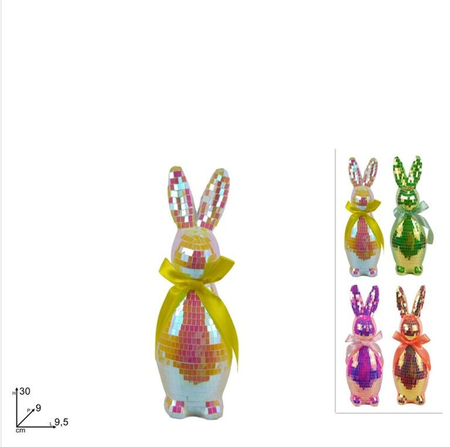 CONIGLIO 30 CM LAMINATO CON 4 COLORI ASS.
 [Conf.da 4 pezzi]