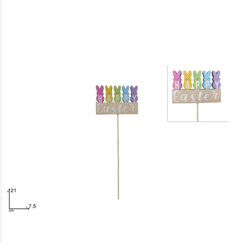 SPILLONE IN LEGNO HAPPY EASTER
 [conf.da 24 pezzi]
