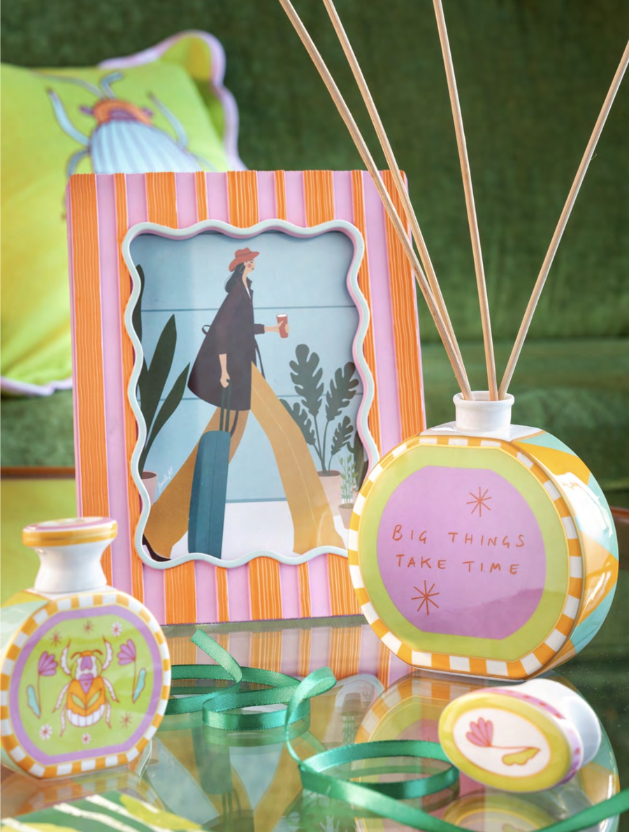 Henriette - Bottiglia Diffusore "Scarabeo" Grande in Porcellana Multicolor - 375 ml | 12x14,5 cm