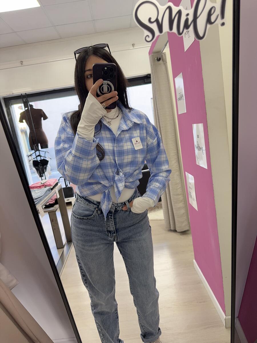 NOVITÀ Camicia a scacchi in misto viscosa