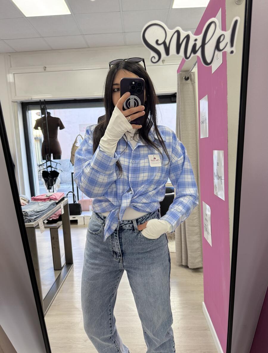 NOVITÀ Camicia a scacchi in misto viscosa