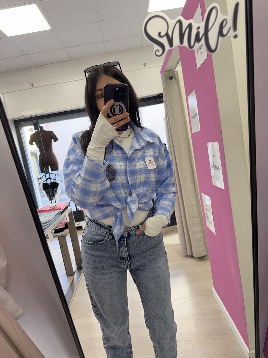 NOVITÀ Camicia a scacchi in misto viscosa