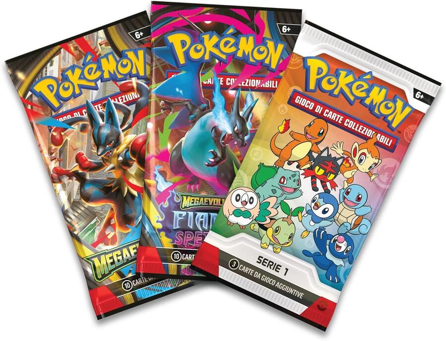 Pokémon: collezione illustrazione Primi compagni d’avventura - Serie 1 del GCC Pokémon (tre carte promozionali, due buste di espansione e un foglio di adesivi), Edizione in Italiano