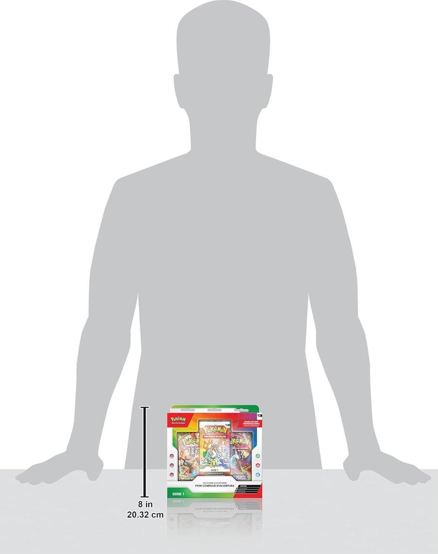 Pokémon: collezione illustrazione Primi compagni d’avventura - Serie 1 del GCC Pokémon (tre carte promozionali, due buste di espansione e un foglio di adesivi), Edizione in Italiano