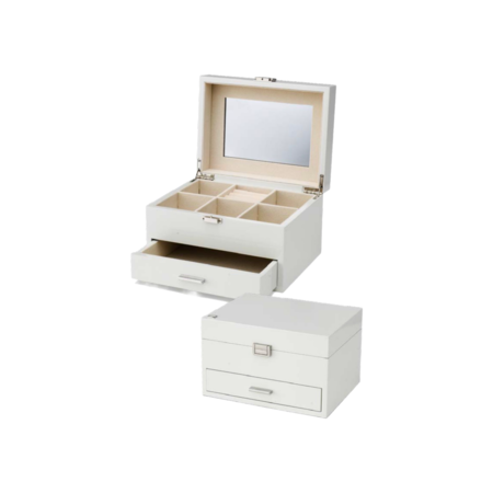 Fantin Argenti - Portagioie Moderno Bianco con Specchio e Cassetto - 22x17x13,5 cm