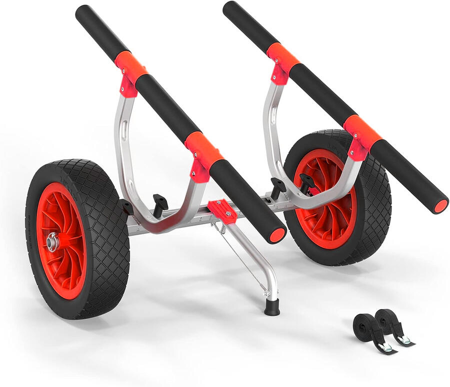 Carrello per canoa SKF con ruote in gomma piena - per kayak pesanti - smontabile in alluminio