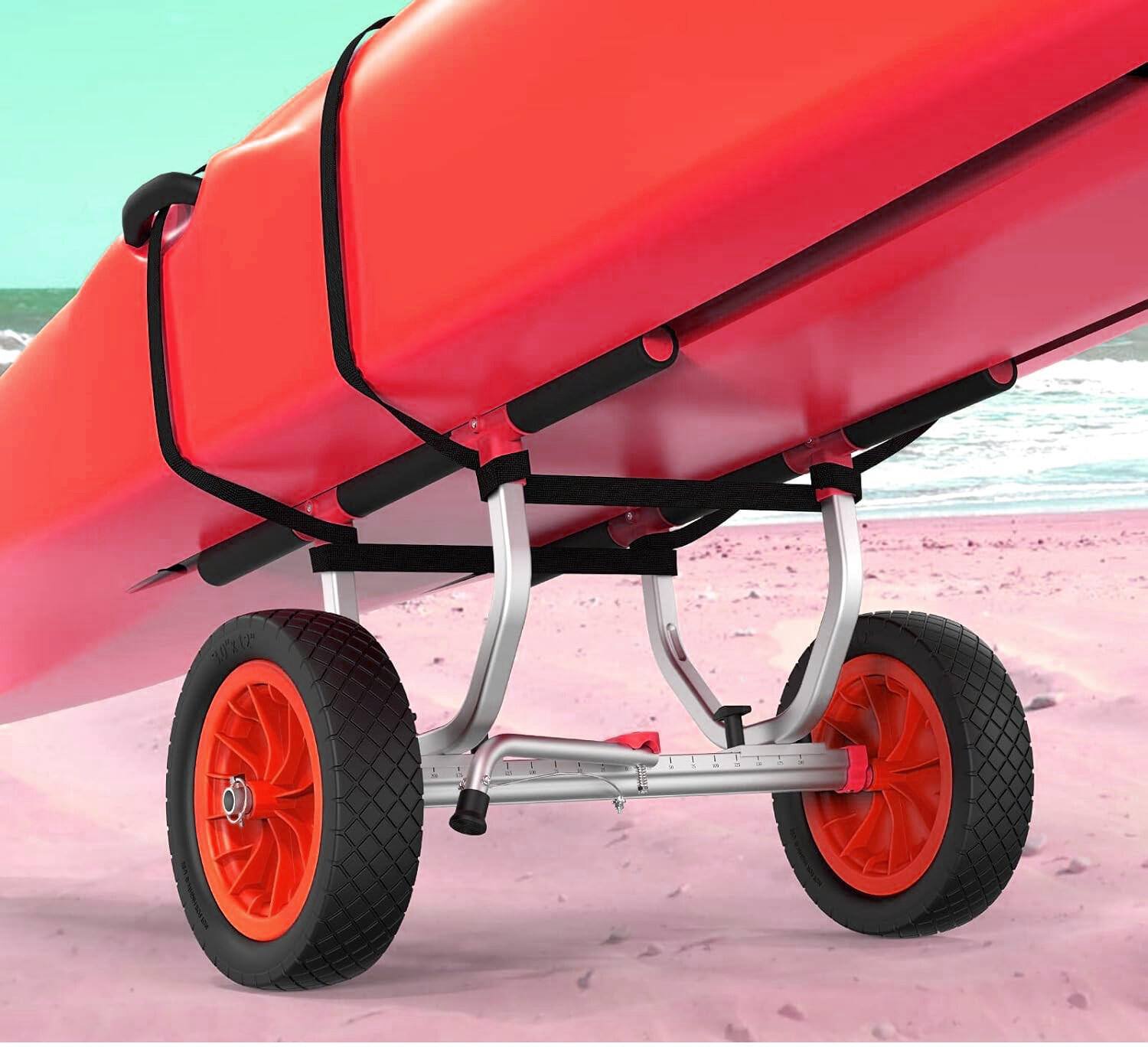 Carrello per canoa SKF con ruote in gomma piena - per kayak pesanti - smontabile in alluminio
