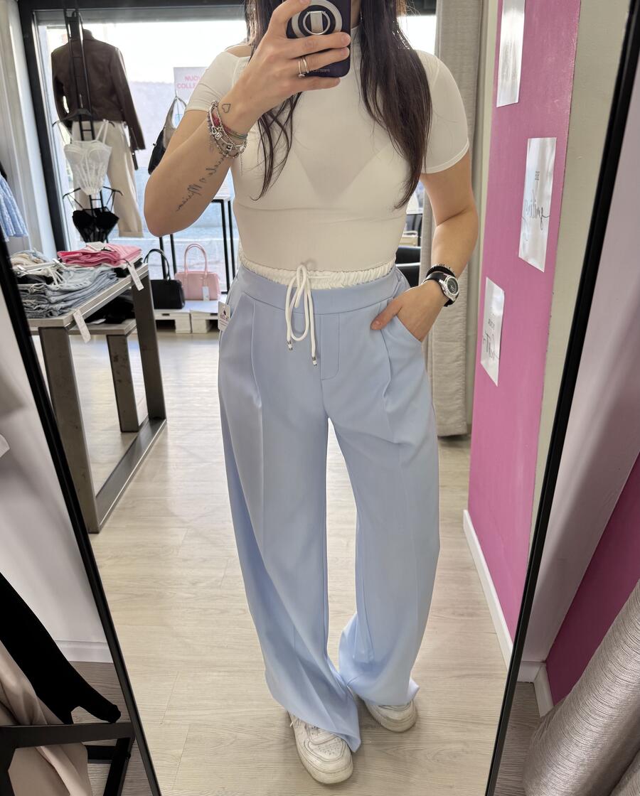NOVITÀ Panta palazzo con elastico bianco