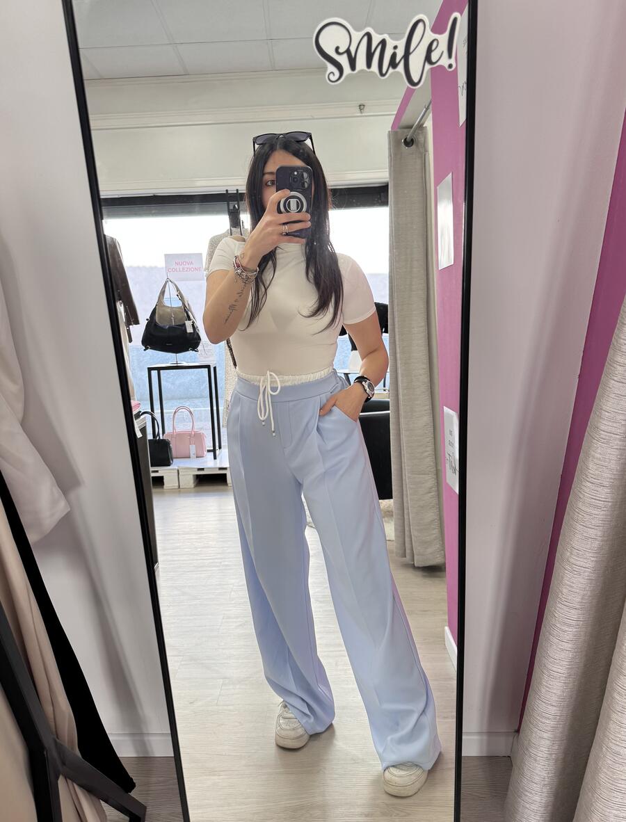 NOVITÀ Panta palazzo con elastico bianco