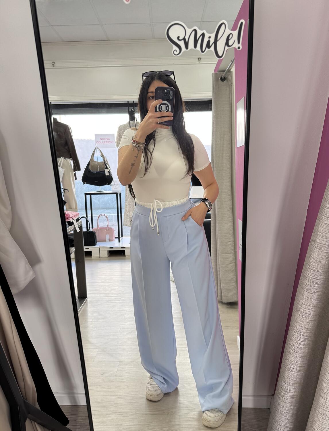 NOVITÀ Panta palazzo con elastico bianco