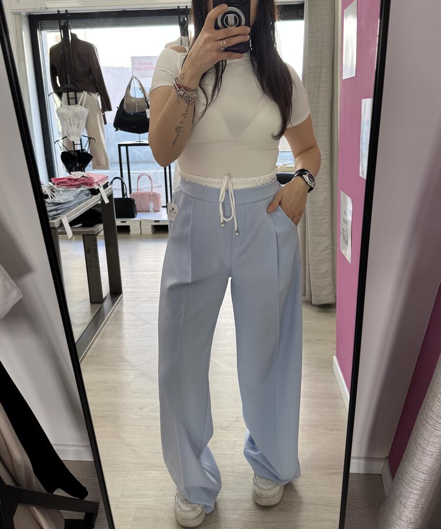 NOVITÀ Panta palazzo con elastico bianco