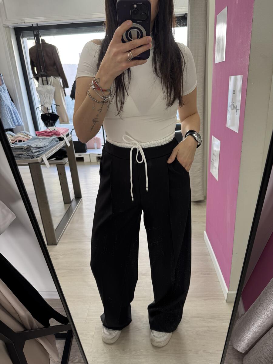 NOVITÀ Panta palazzo con elastico bianco